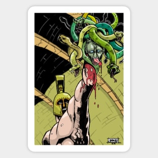 Perseus holds the head of Medusa aloft Sticker